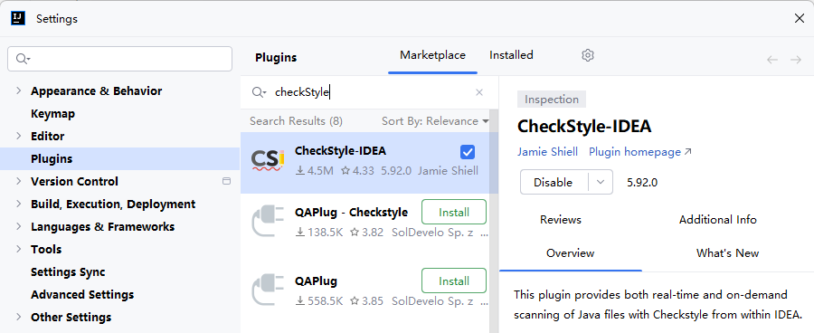 CheckStyle Plugin Install